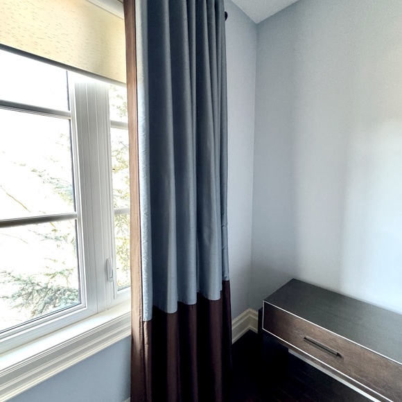 Dupioni Silk Drapery Panels - each 84” wide x 100” tall - fully lined. Blackout - Picture 2 of 5